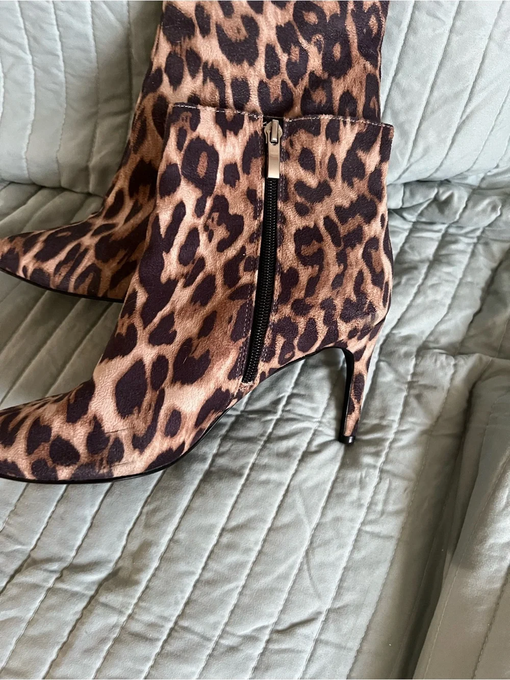 New York & Company Leopard-Print Pointed Toe Ankle Boots - Brown/Black